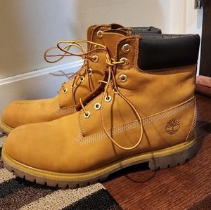 Timberland Men's Premium 6-inch Boots, Wheat Nubuck, Size 11 Wide